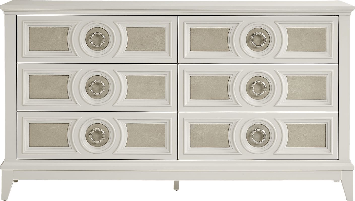 Gianna Lane 7 Pc Ivory Light Wood,White Queen Bedroom Set With 3