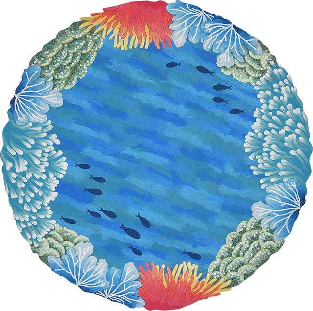 Gillford Blue 8' Round Indoor/Outdoor Rug - Thumbnail - Image 1