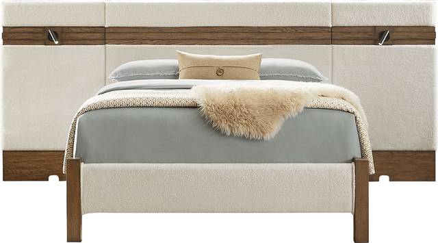 Gillon Ferry Beige 5 Pc Queen Upholstered Wall Bedroom - Thumbnail - Image 2