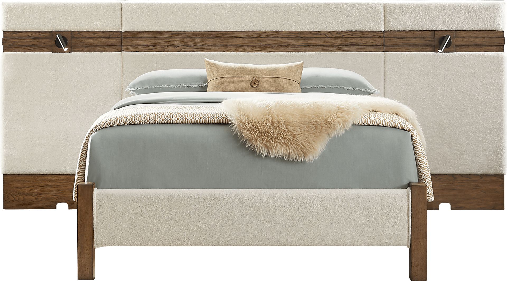 Gillon Ferry Beige Queen Upholstered Wall Bed - Image 1