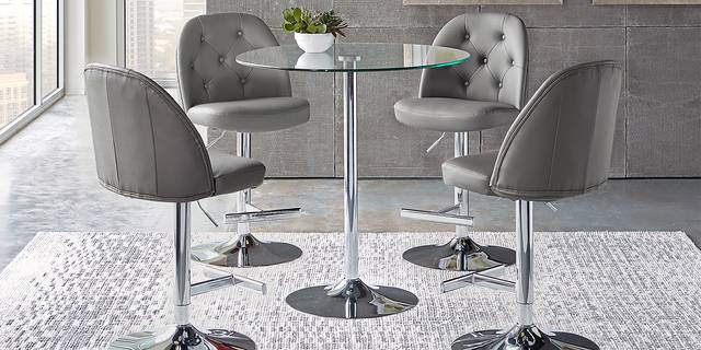 Gilmer Silver 3 Pc Counter Height Dining Set - Thumbnail - Image 1