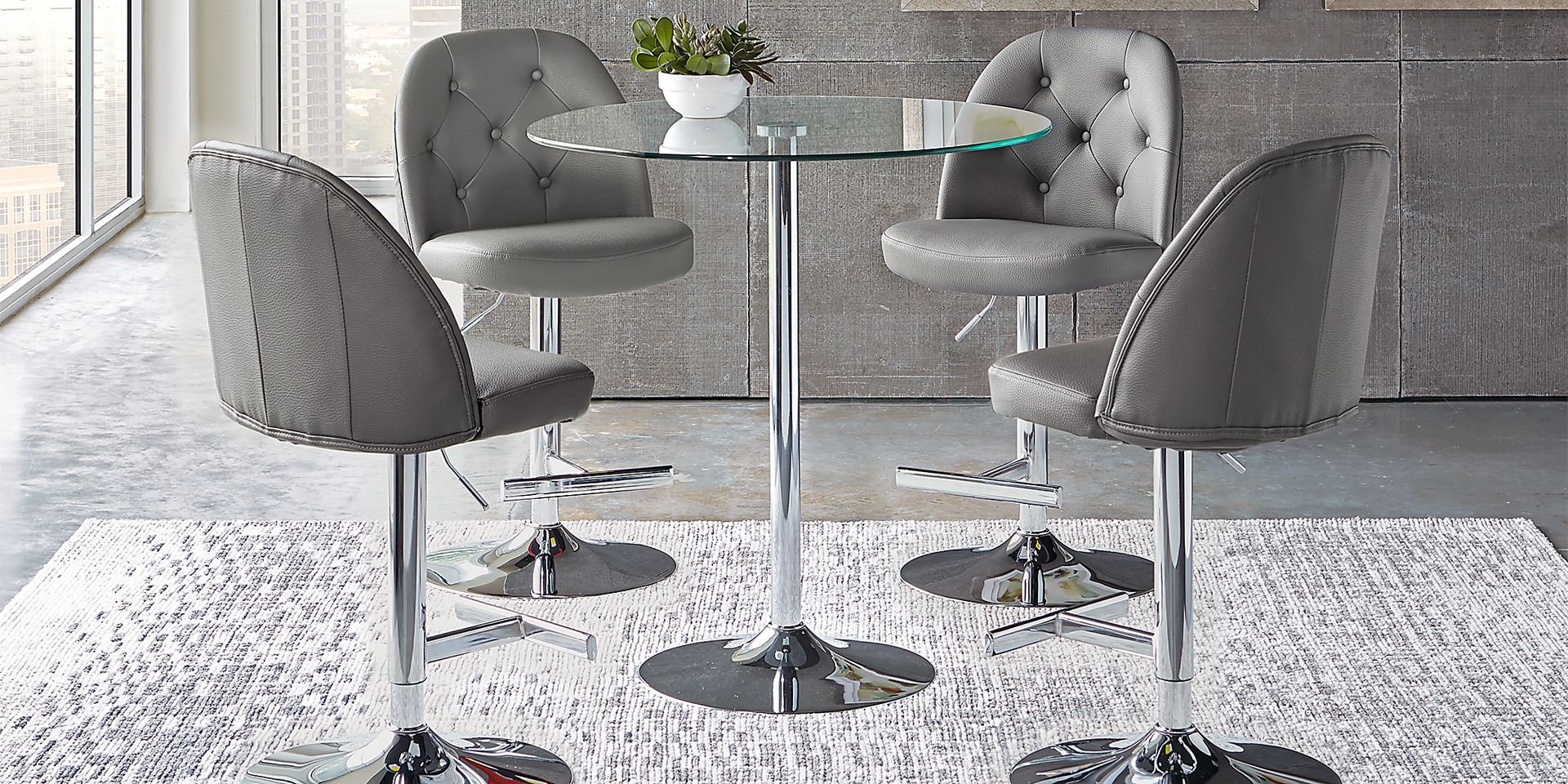 Gilmer Silver 3 Pc Counter Height Dining Set - Image 1