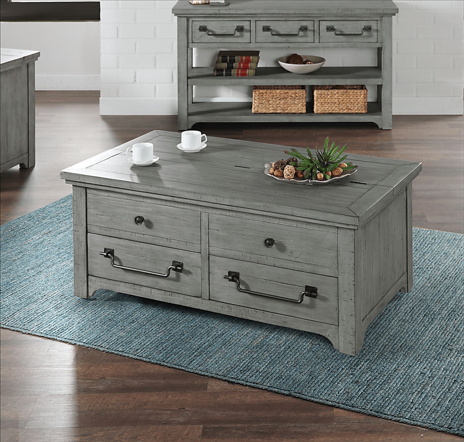 Gingerich Gray Coffee Table with Flip Top Trunk - Image 9