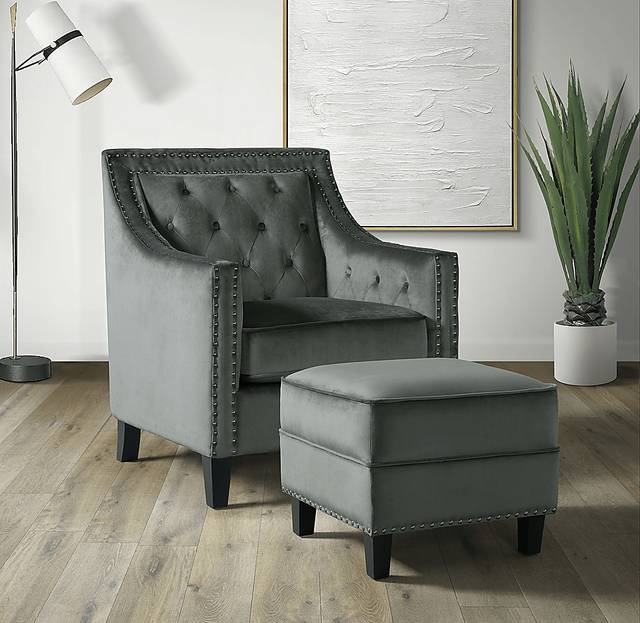 Ginnbrooke Gray Ottoman - Thumbnail - Image 2
