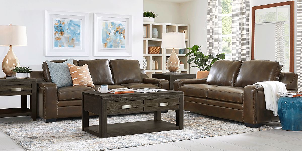 Gisella Brown Leather Apartment Sofa | Rooms to Go