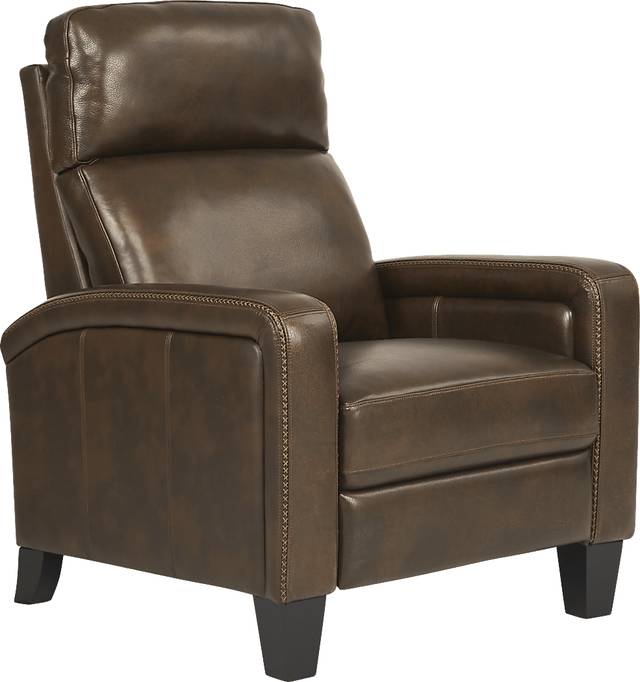 Gisella Brown Leather Push Back Recliner - Thumbnail - Image 1