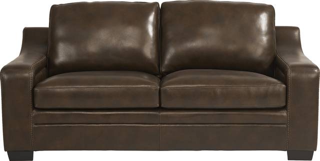 Gisella Brown Leather Apartment Sofa - Thumbnail - Image 1