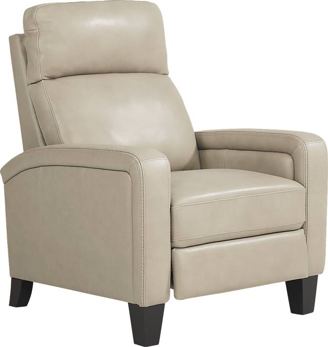 Gisella Taupe Leather Push Back Recliner - Thumbnail - Image 1