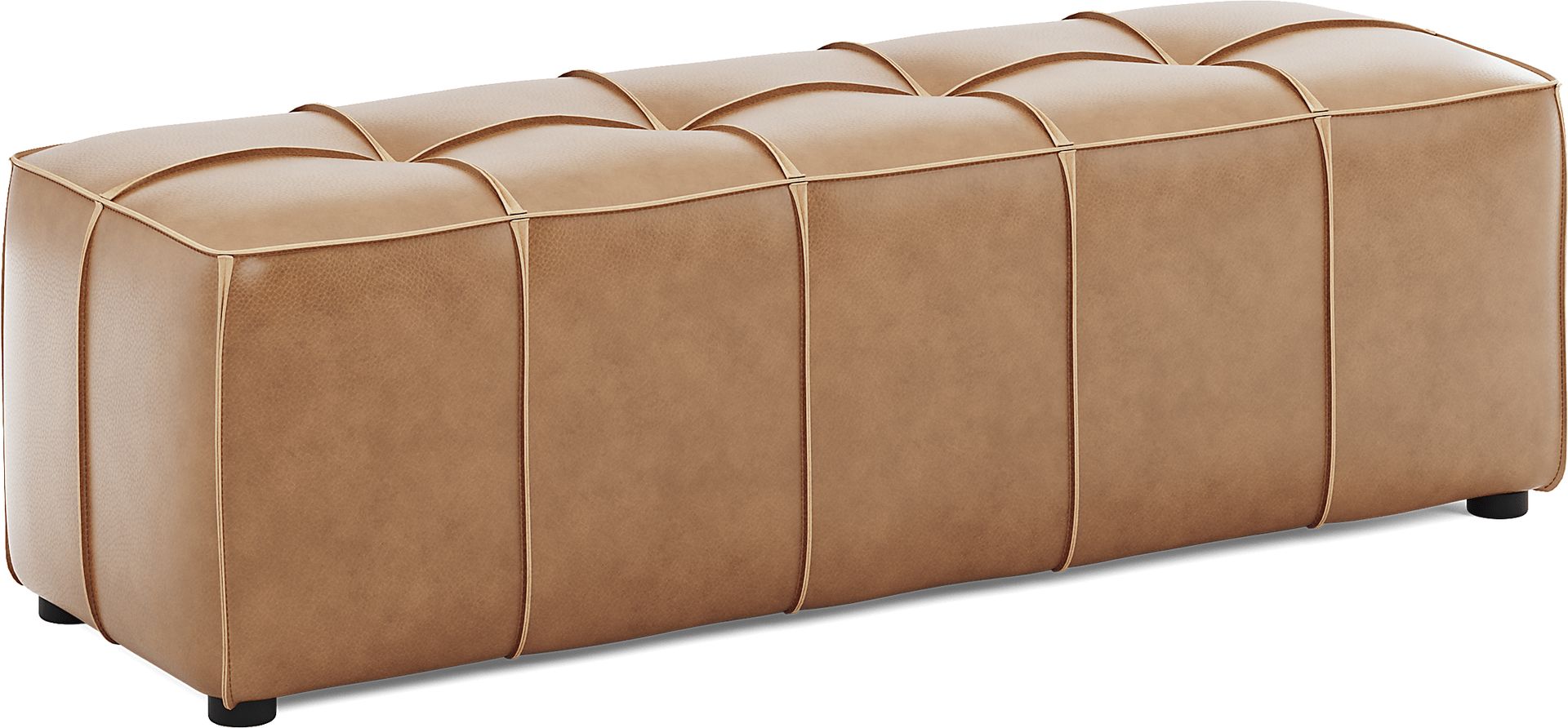 Giselle Camel Brown Leather Bench - Image 2
