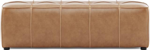 Giselle Camel Brown Leather Bench - Thumbnail - Image 1