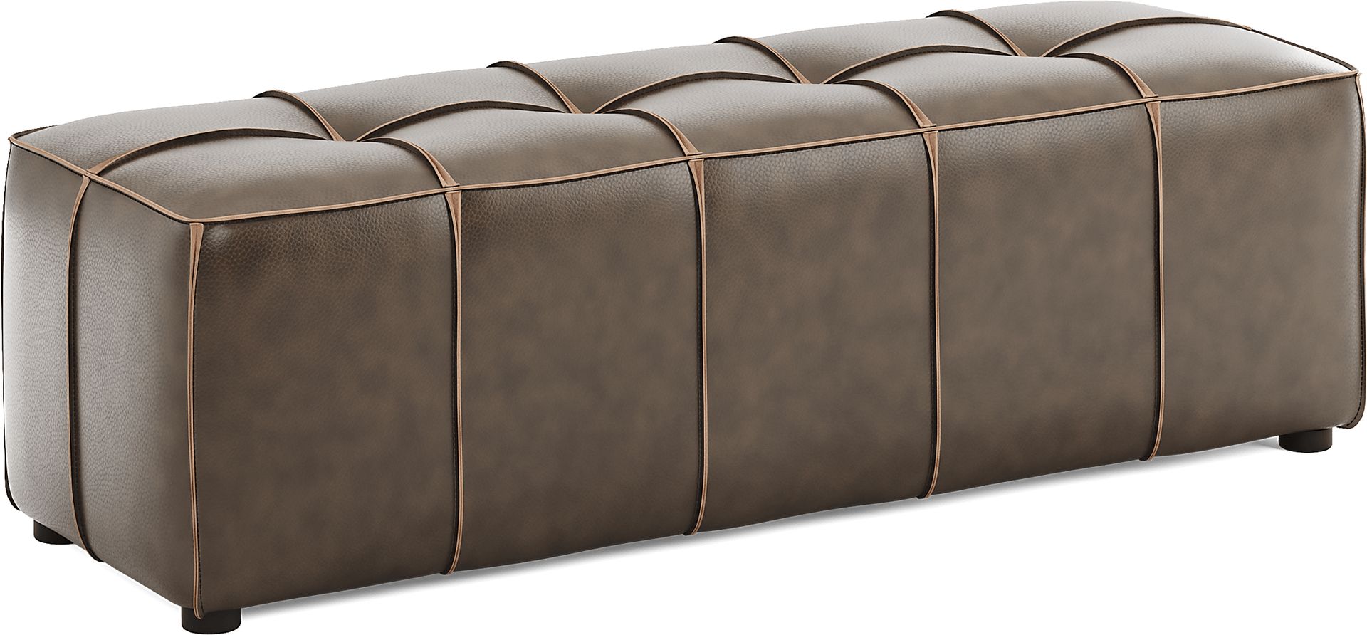 Giselle Chocolate Leather Bench - Image 2