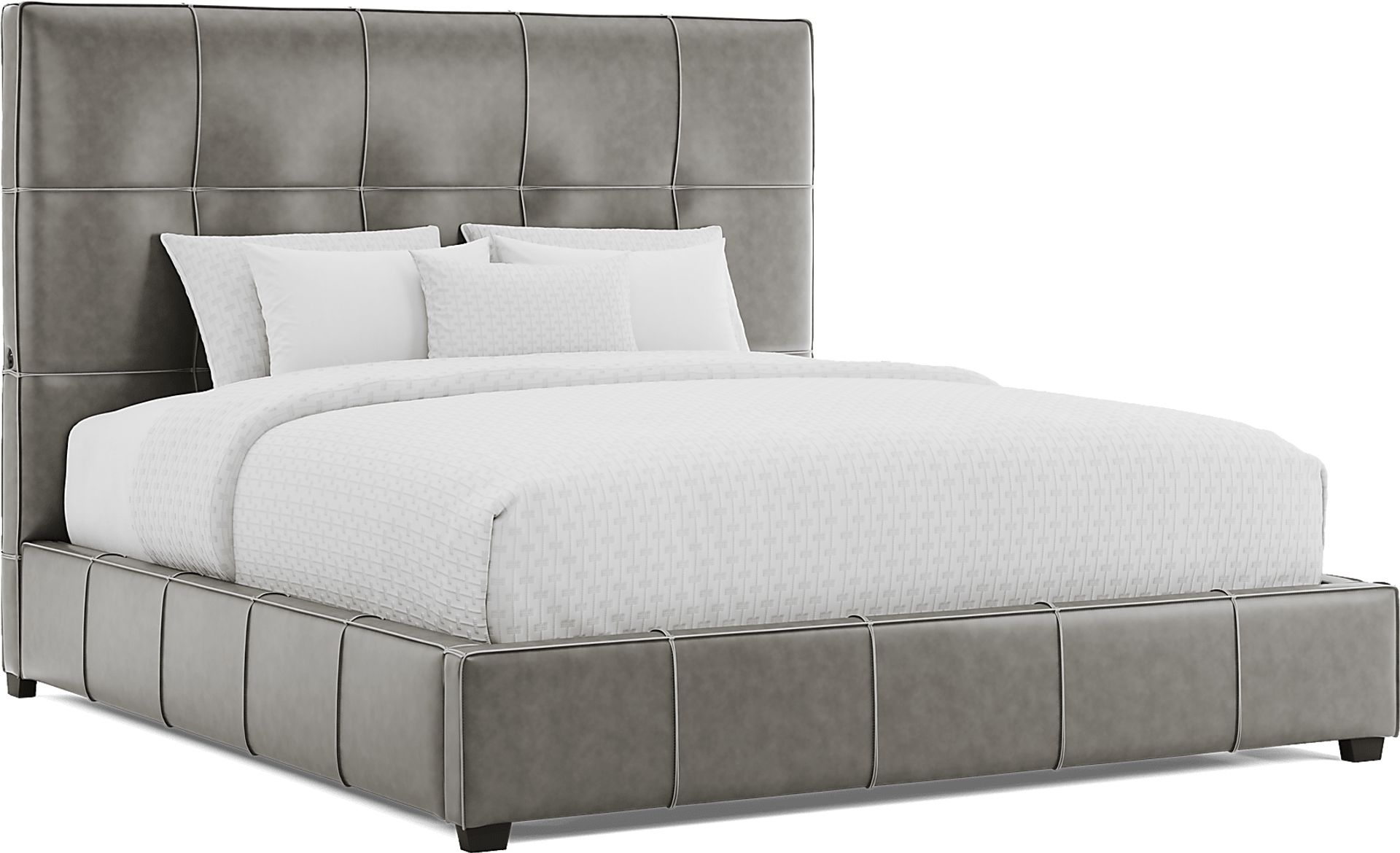 Giselle Gray 3 Pc Leather King Bed - Image 1