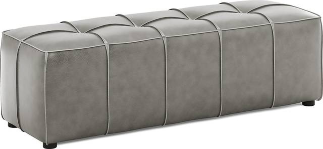 Giselle Gray Leather Bench - Thumbnail - Image 2