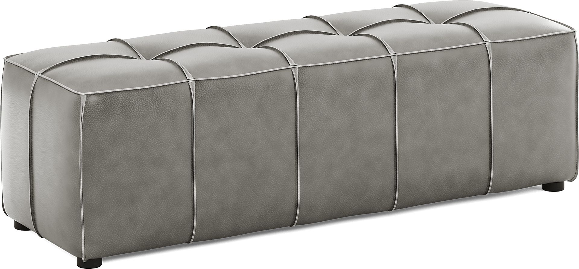 Giselle Gray Leather Bench - Image 2