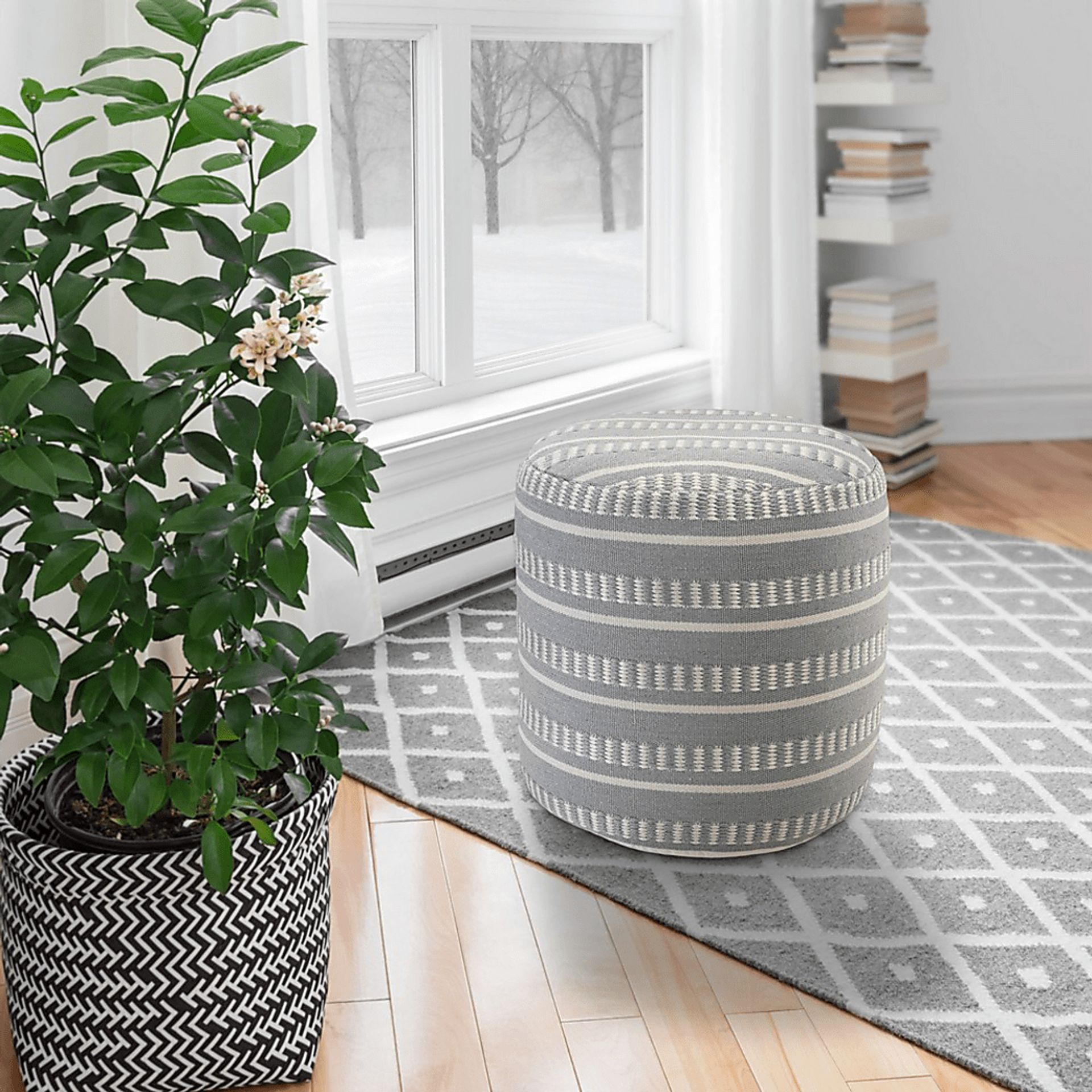 Gladling Blue Indoor/Outdoor Pouf Ottoman - Image 3