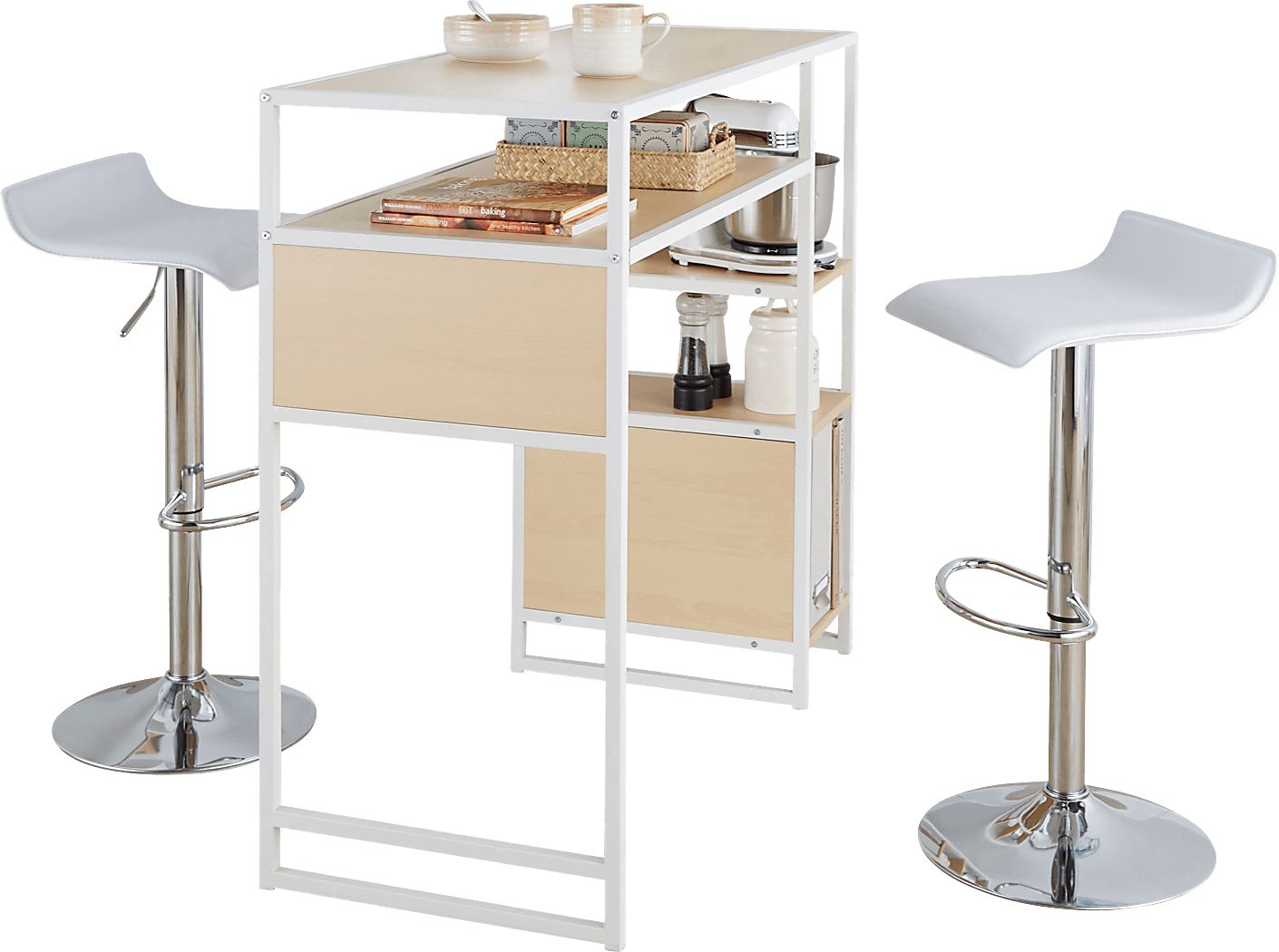 Gladwynne White 3 Pc Bar Height Dining Set