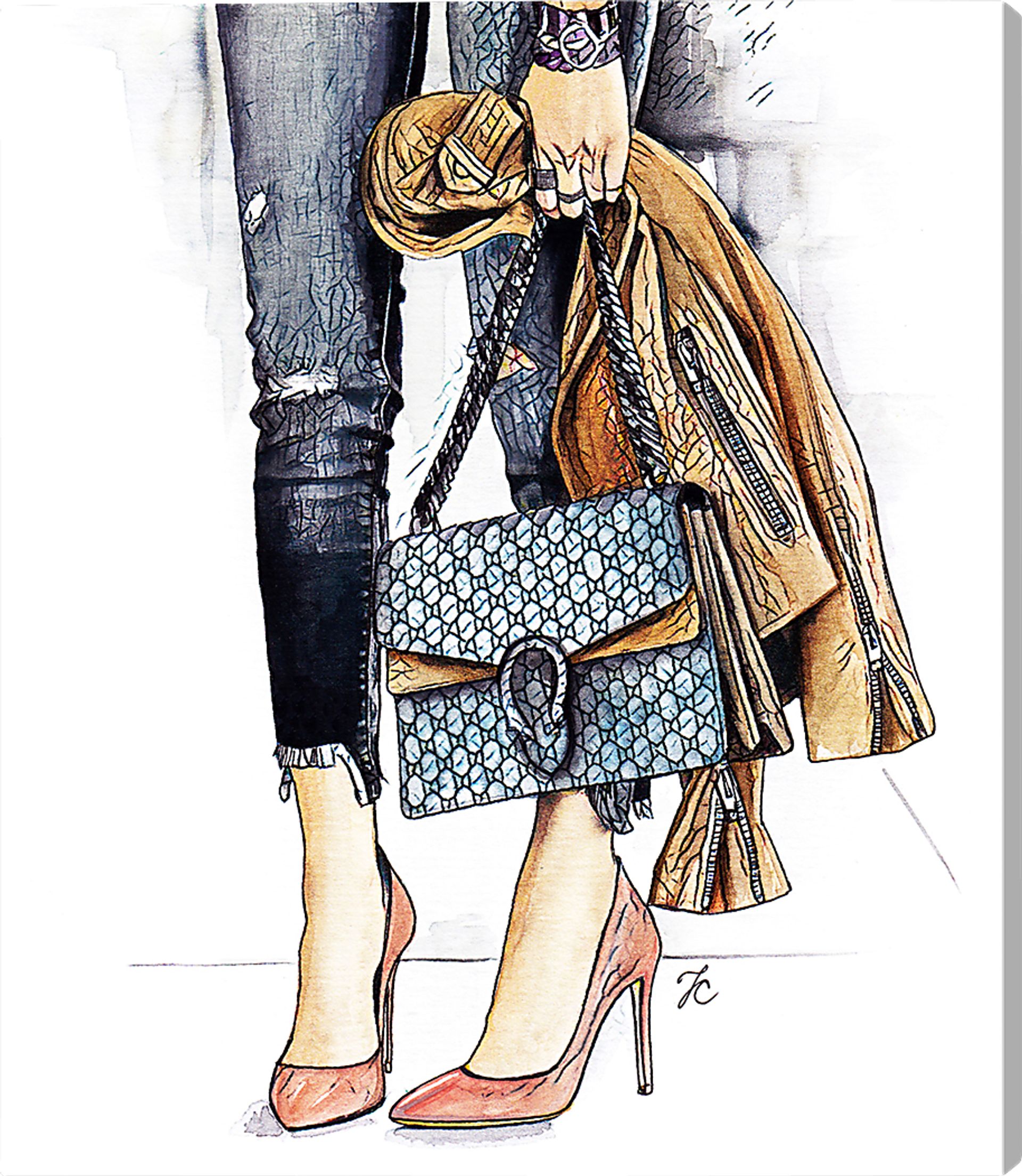 Glamorous Walk Blue Artwork - Image 1