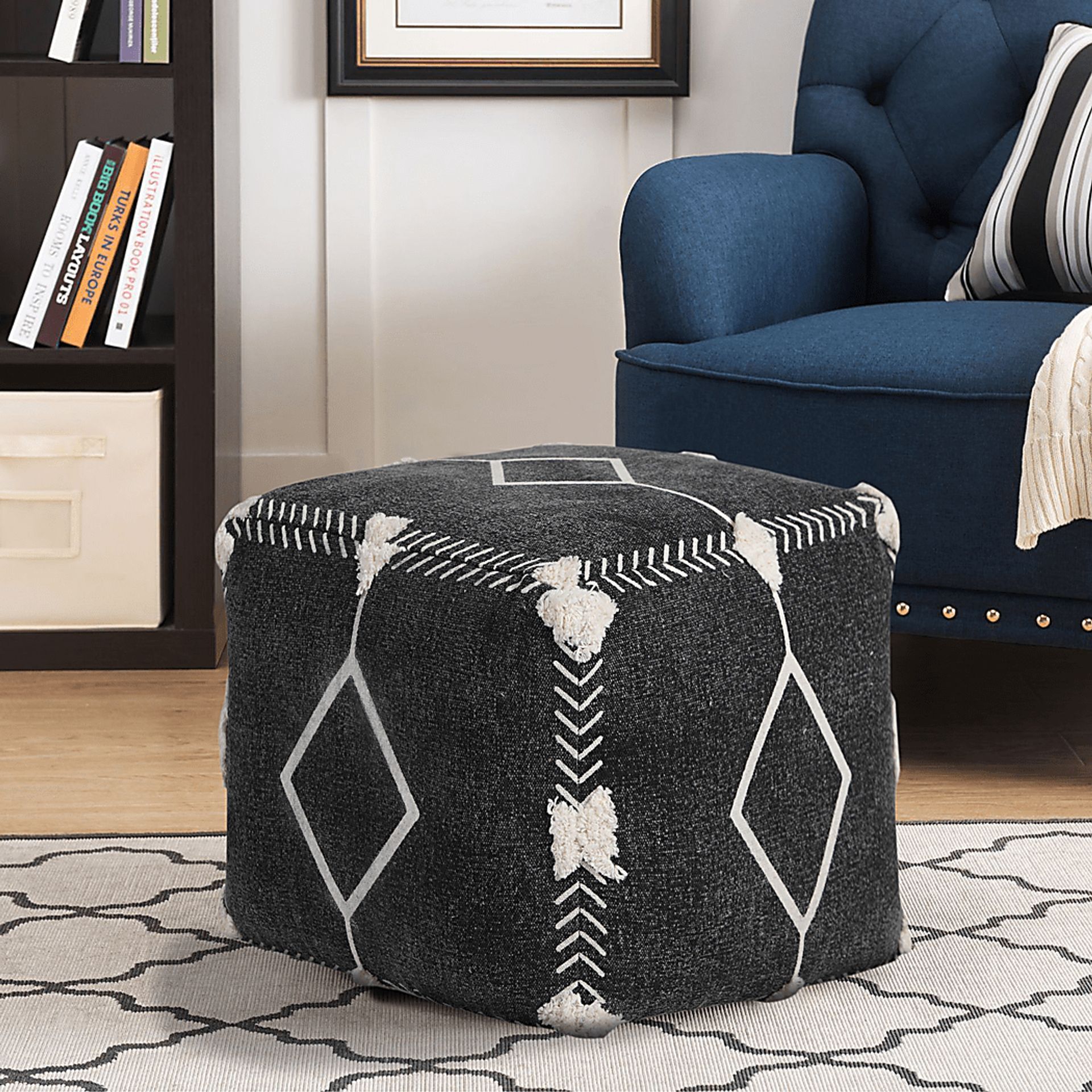 Glasella Black/White Pouf - Image 2