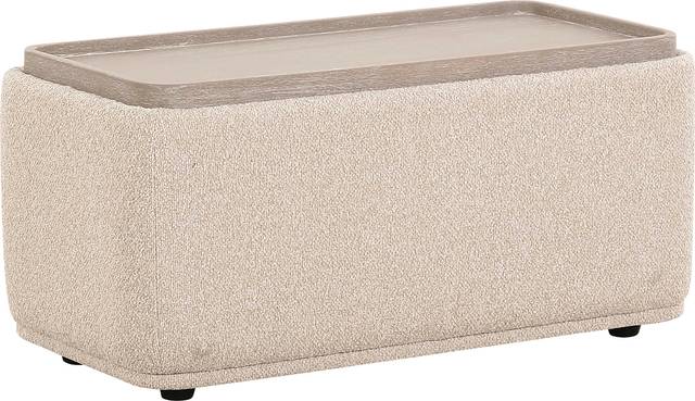 Gleasony Cream Ottoman - Thumbnail - Image 1