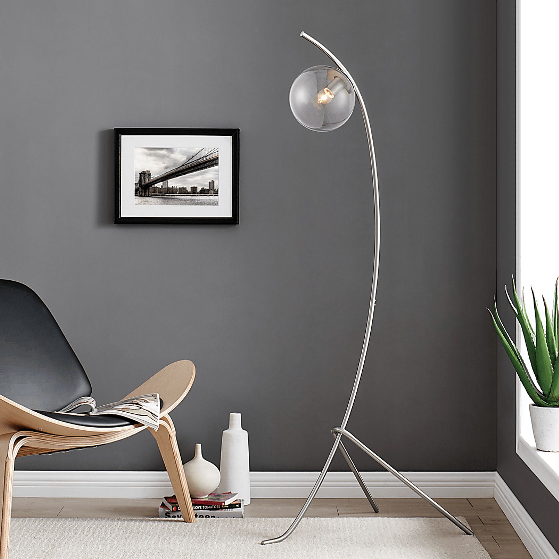 Glen Haven Place Nickel Floor Lamp - Image 3