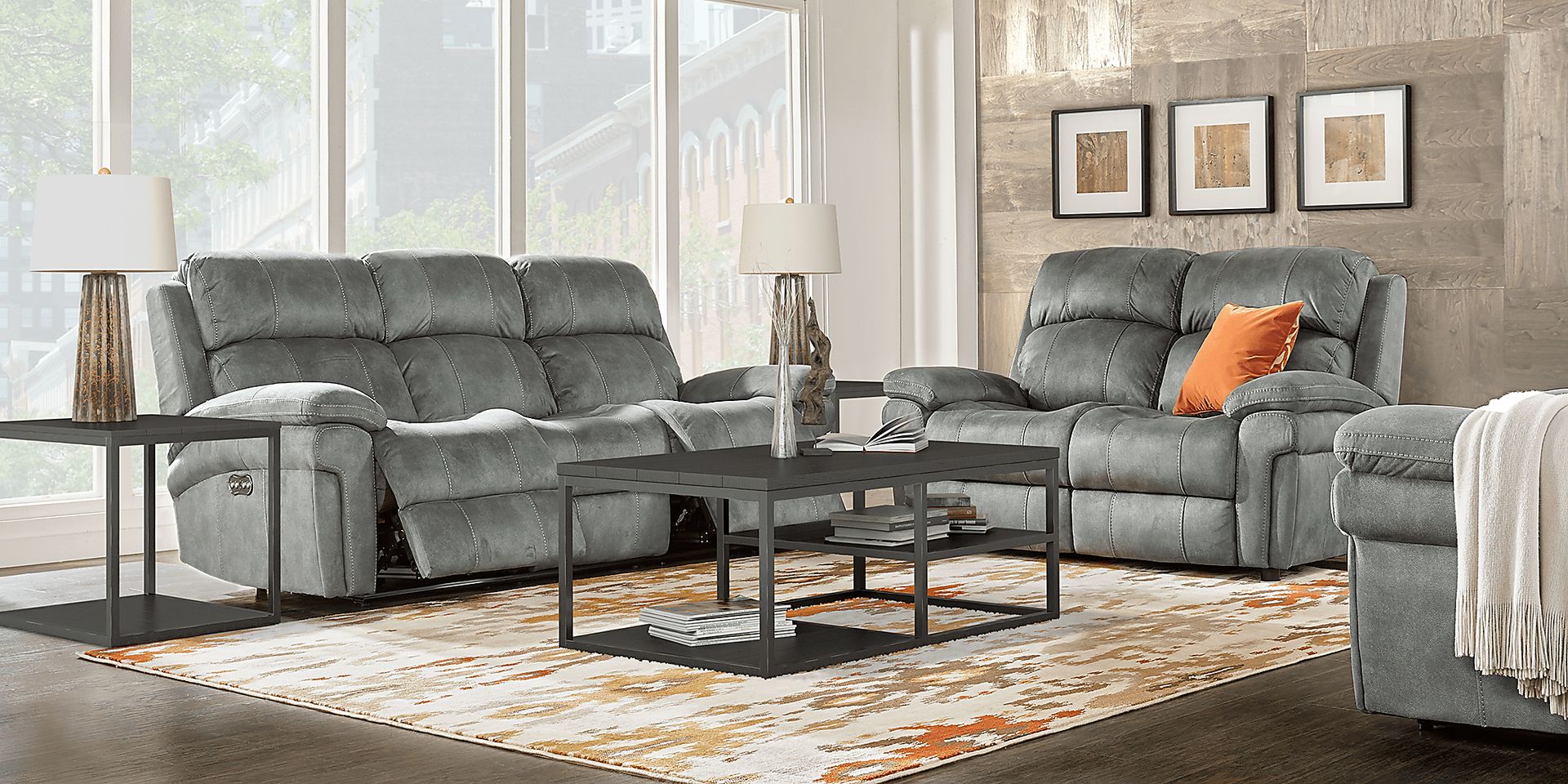 Glendale Place Charcoal 6 Pc Living Room with Reclining Sofa - Image 1