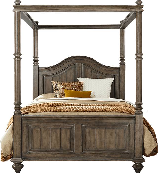 Glenira Lane Brown 3 Pc Queen Canopy Bed - Thumbnail - Image 1