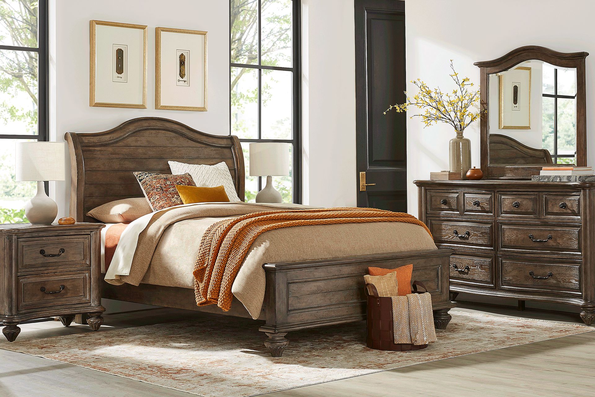 Glenira Lane Brown 7 Pc King Sleigh Bedroom - Image 1