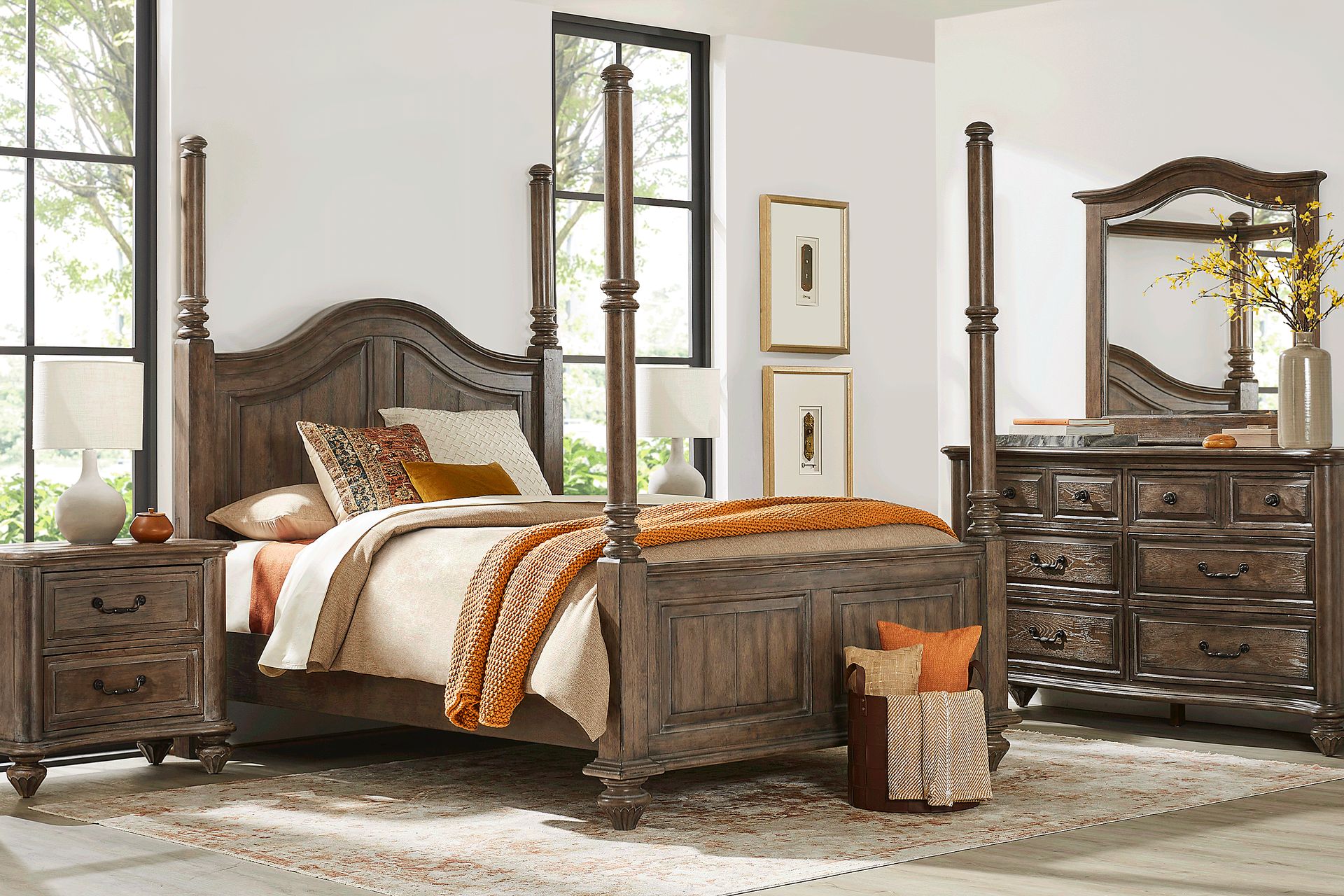 Glenira Lane Brown 8 Pc King Poster Bedroom - Image 1