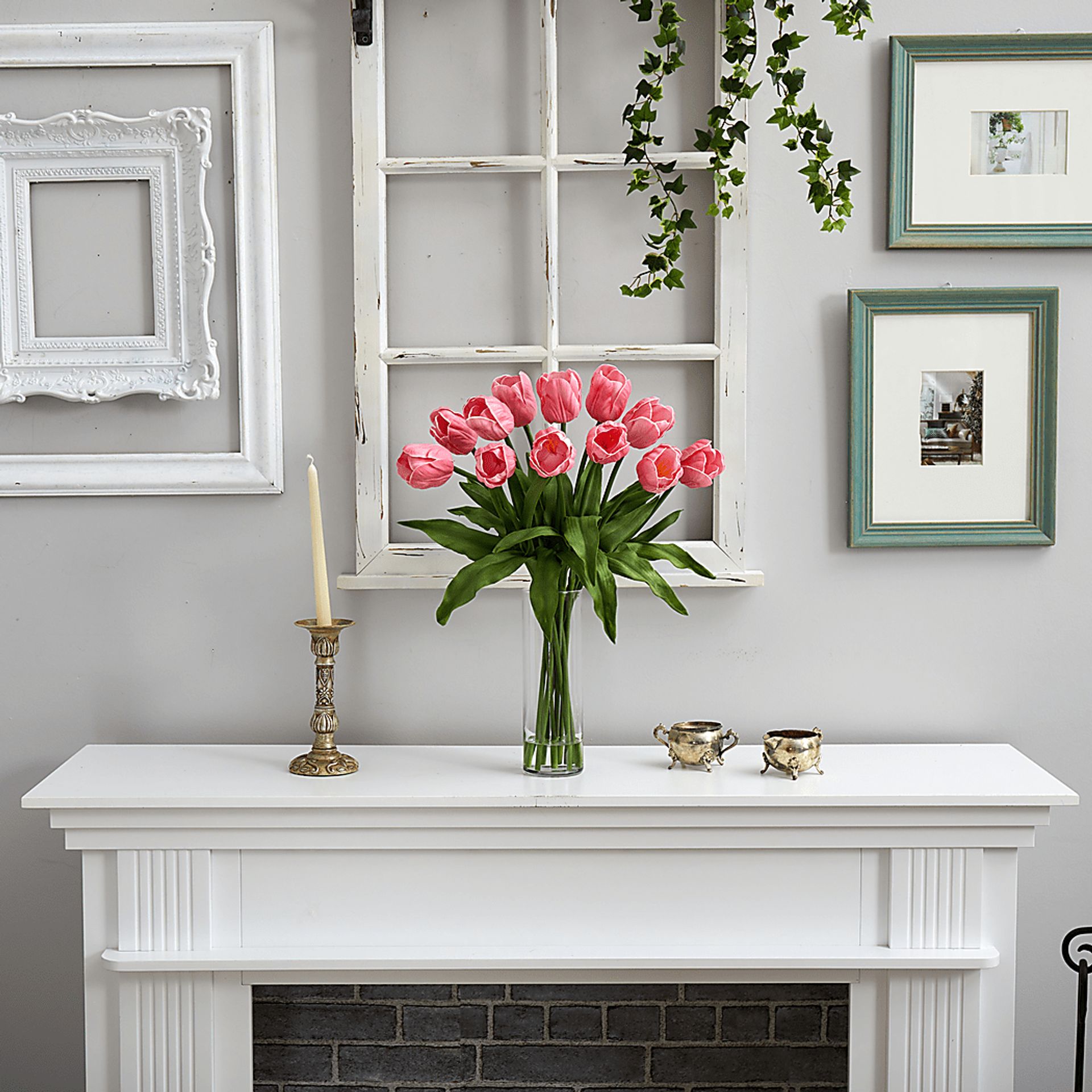 Glennan Pink Floral Arrangement with Vase - Image 2