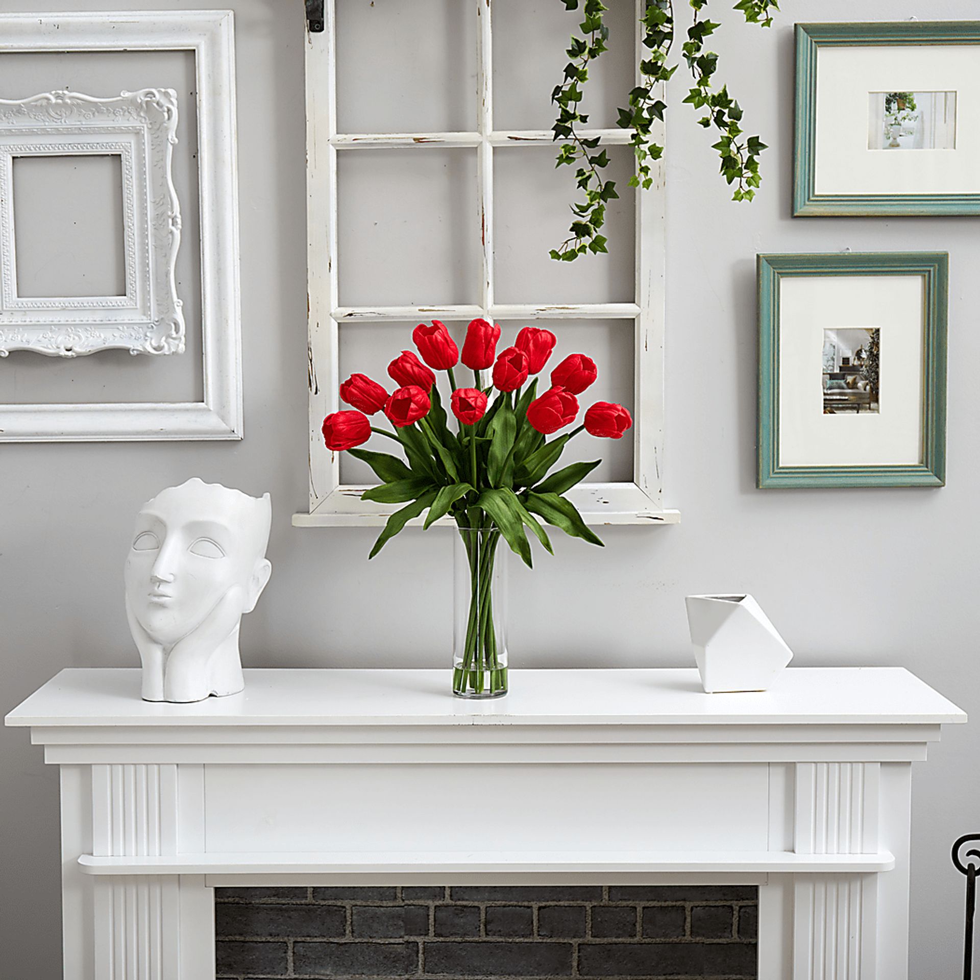 Glennan Red Floral Arrangement with Vase - Image 2