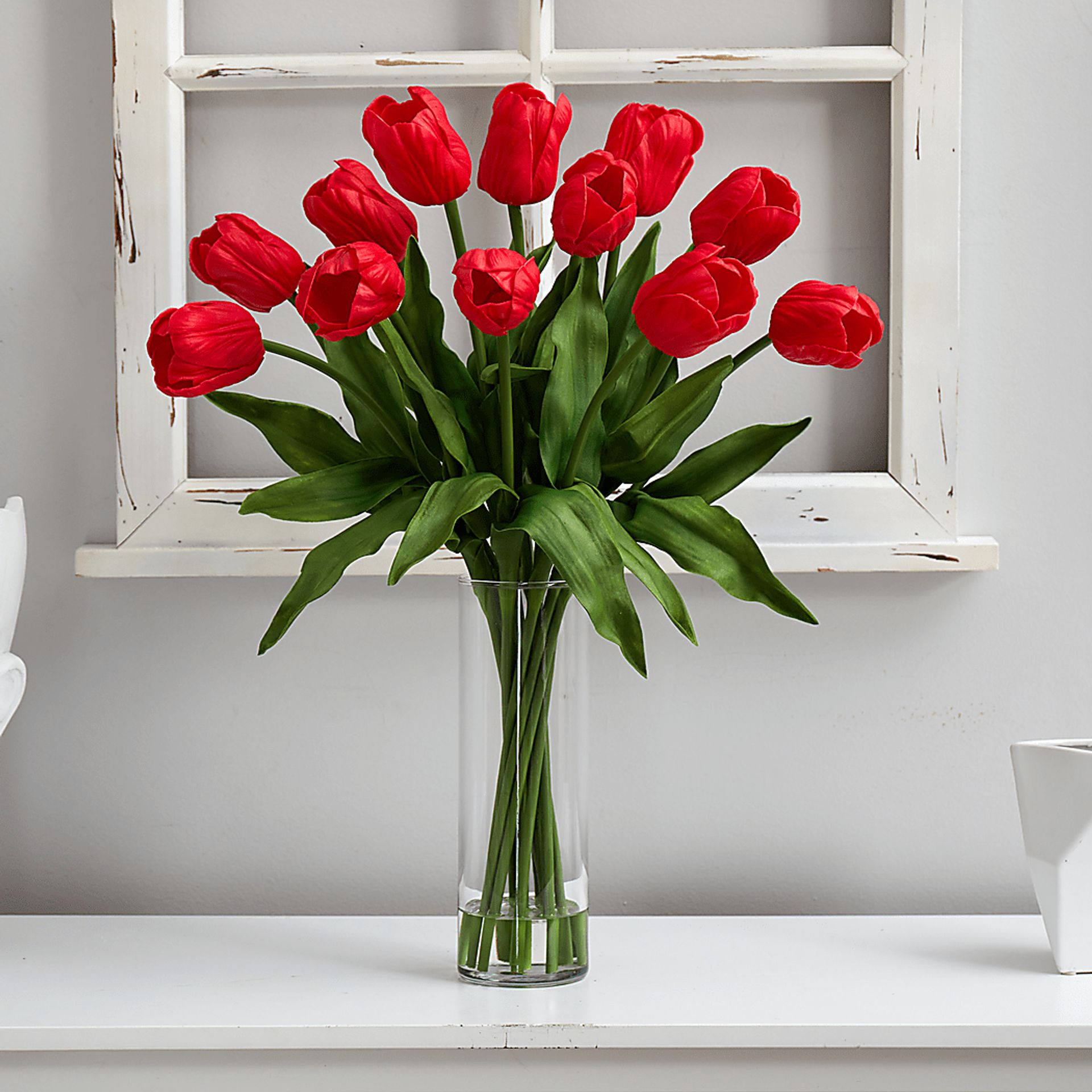 Glennan Red Floral Arrangement with Vase - Image 3