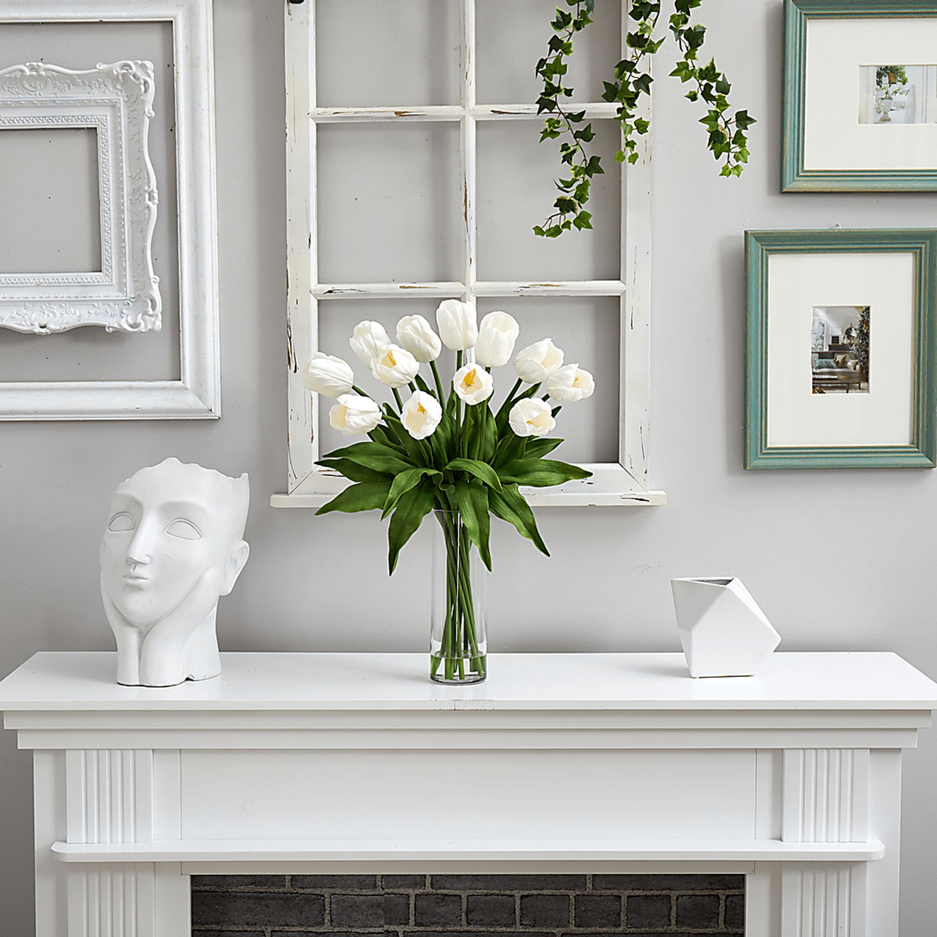 Glennan White Floral Arrangement with Vase - Image 2