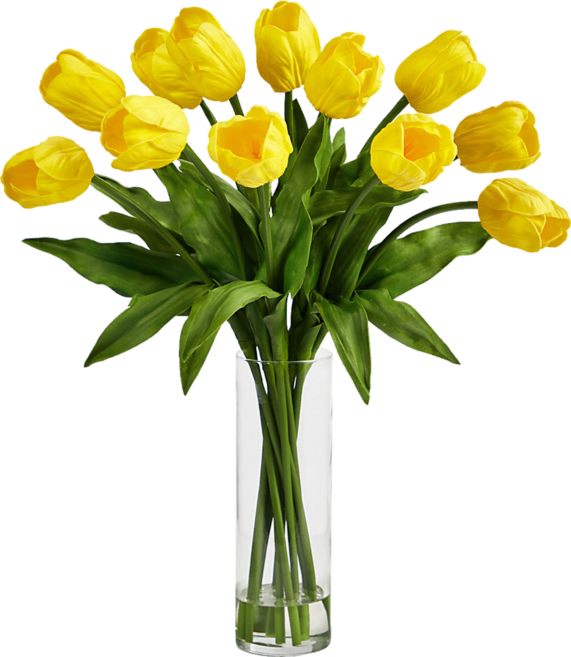 Glennan Yellow Floral Arrangement with Vase - Image 1