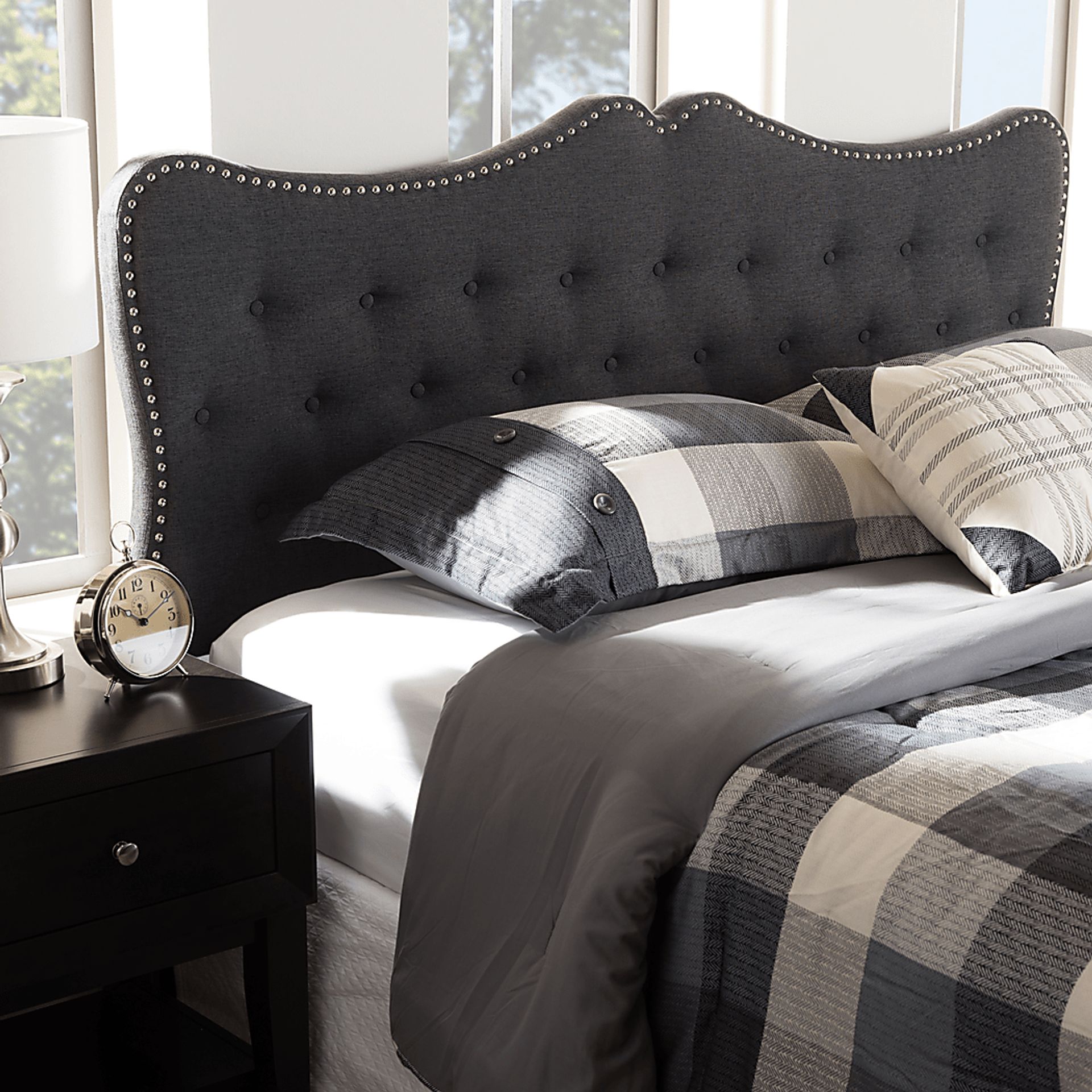 Glenvale Charcoal Queen Upholstered Headboard - Image 2