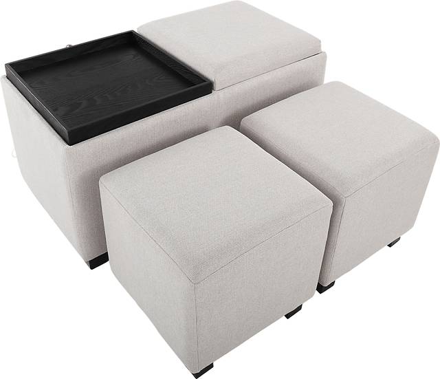 Glenward Cream Nesting Ottoman, Set of 3 - Thumbnail - Image 5