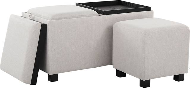 Glenward Cream Nesting Ottoman, Set of 3 - Thumbnail - Image 1