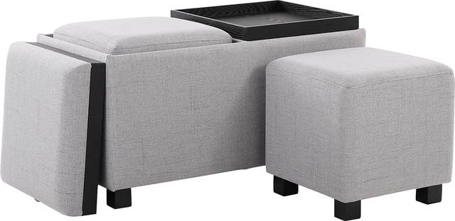 Glenward Gray Nesting Ottoman, Set of 3 - Thumbnail - Image 5