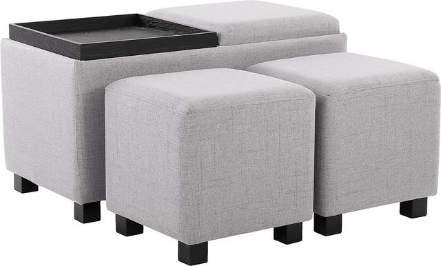 Glenward Gray Nesting Ottoman, Set of 3 - Thumbnail - Image 6