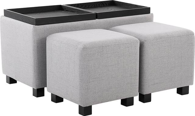 Glenward Gray Nesting Ottoman, Set of 3 - Thumbnail - Image 7