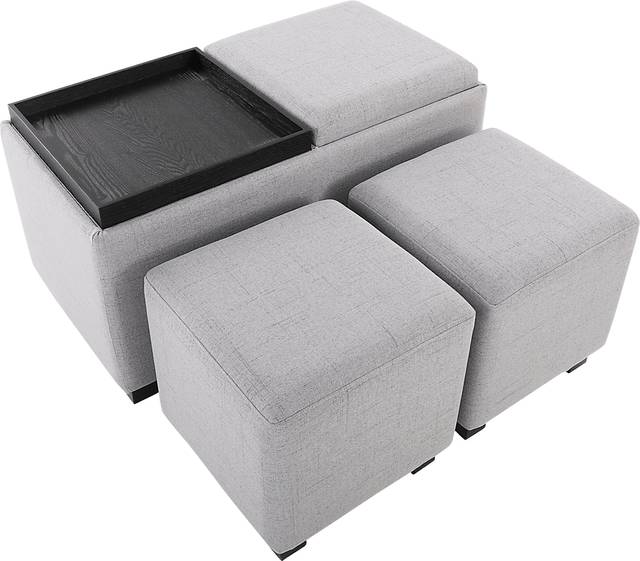 Glenward Gray Nesting Ottoman, Set of 3 - Thumbnail - Image 9