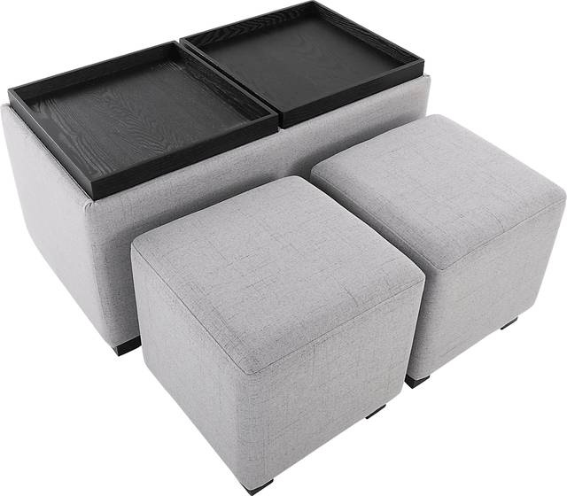 Glenward Gray Nesting Ottoman, Set of 3 - Thumbnail - Image 10