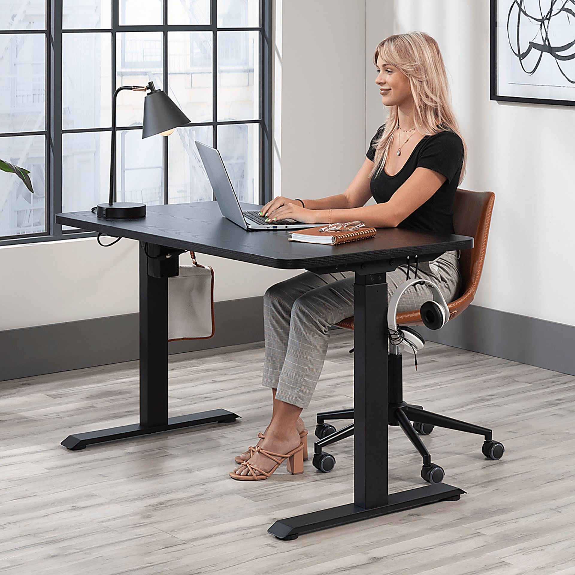 Globalgold Black Adjustable Height Desk - Image 2
