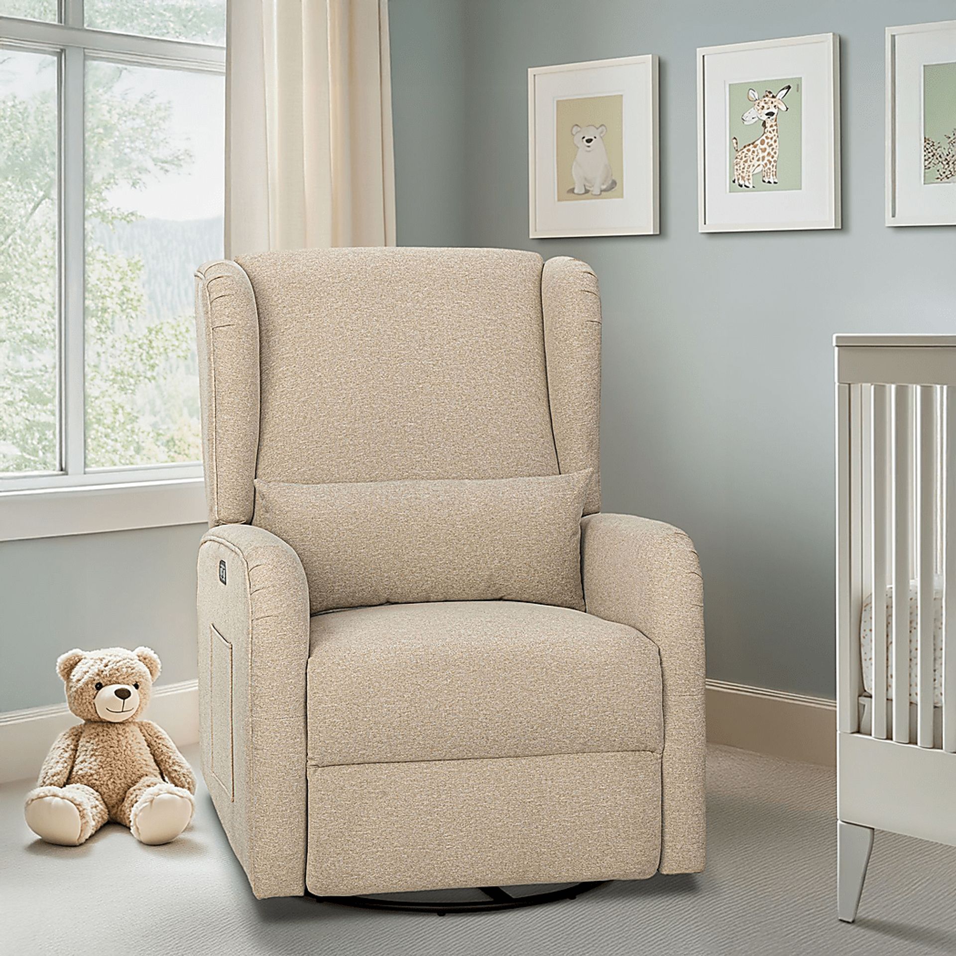 Globeex Beige Power Swivel Recliner - Image 4