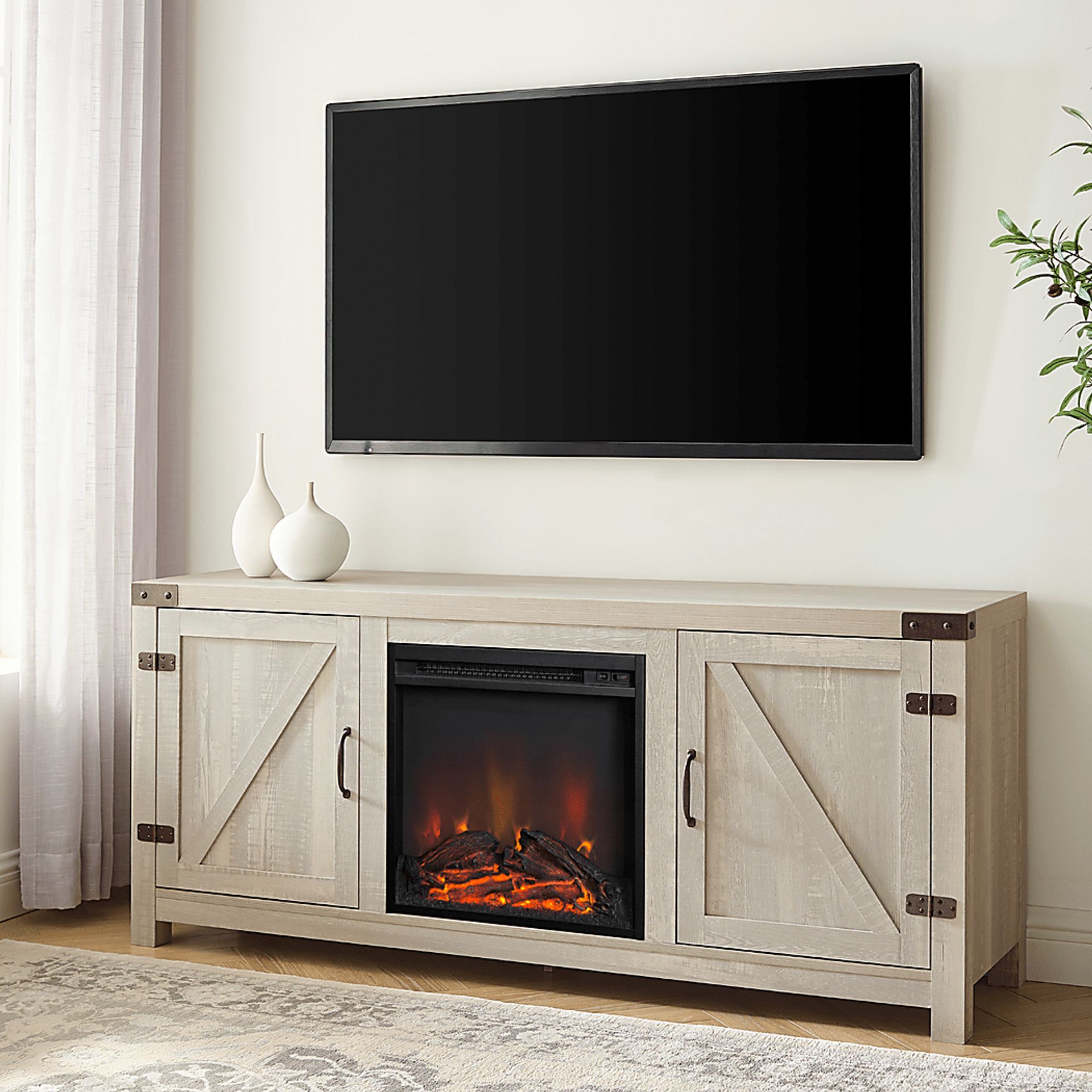 Gloxina Stone 58 in. Console, With Electric Fireplace - Image 4