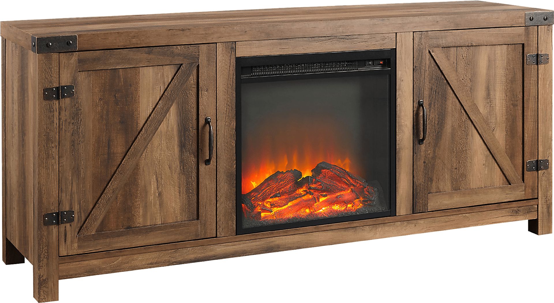 Gloxina Oak 58 in. Console, With Electric Fireplace - Image 1