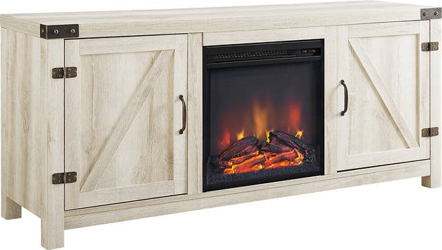 Gloxina White 58 in. Console, With Electric Fireplace - Thumbnail - Image 1