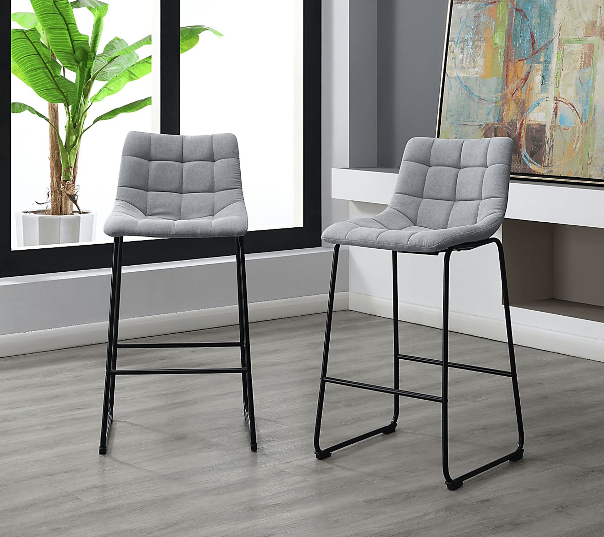 Gnome Gray Barstool, Set of 2 - Image 2