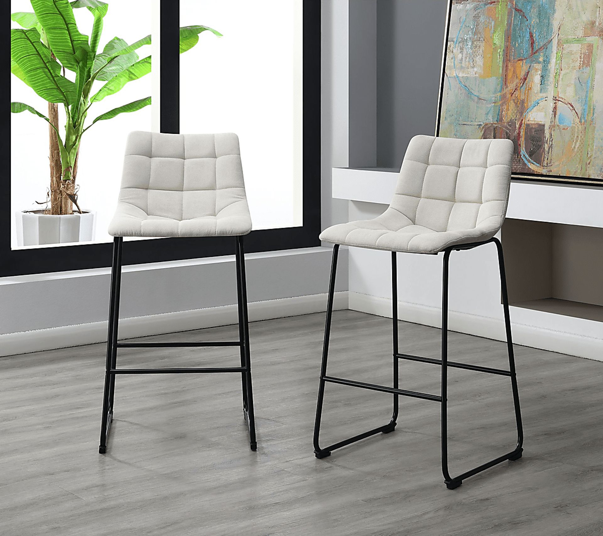 Gnome White Barstool, Set of 2 - Image 2