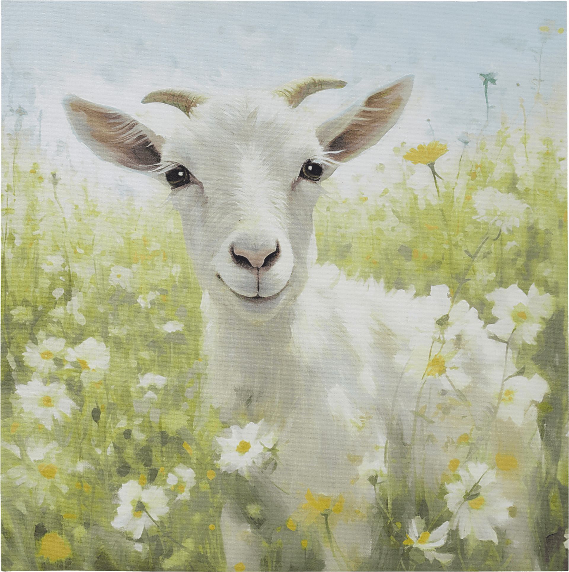 Goat Of Flowers Green Wall Decor - Image 1