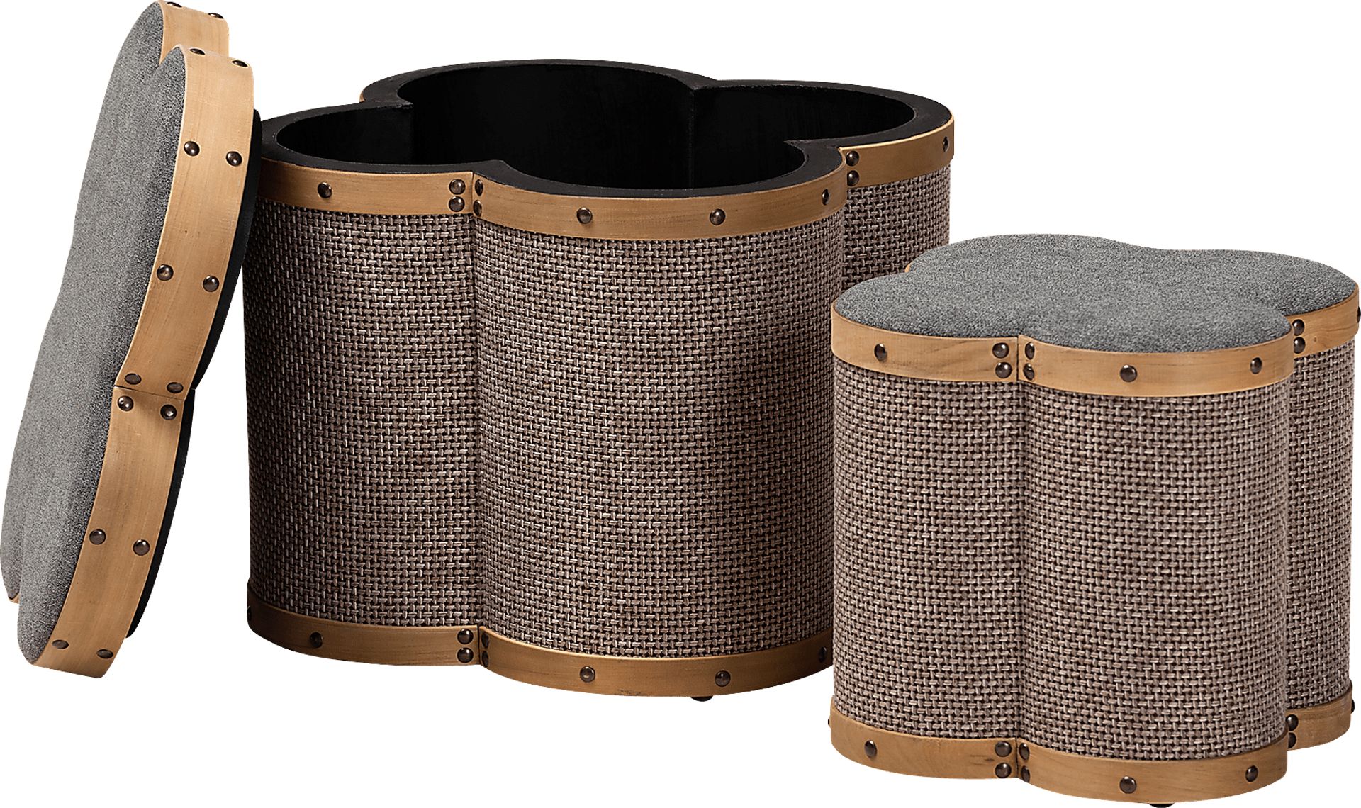 Godon Brown Ottoman, Set of 2 - Image 2
